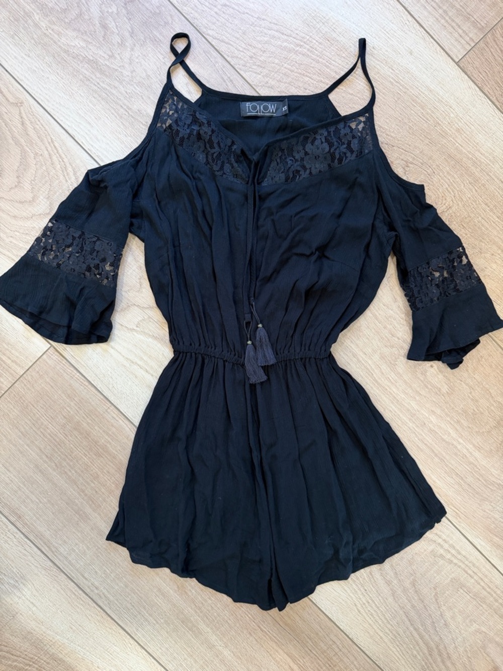Black Lace Cold-Shoulder Romper